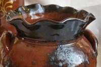 Redware Pot with Ruffled Rim