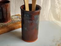Large Redware Utensil Jar with Spangles
