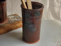 Large Redware Utensil Jar with Spangles