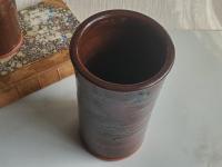 Large Redware Utensil Jar with Spangles