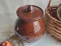 Redware 10 in Large Jar with Spangles