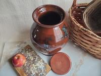 Redware 10 in Large Jar with Spangles