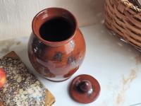 Redware 8 in Jar with Spangles