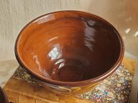 Redware 6 inch Bowl with "Feather" Motif
