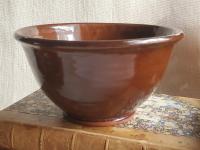 Redware 6 inch Bowl with "Feather" Motif