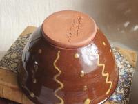 Redware 6 inch Bowl with "Squiggles and Dots" Pattern