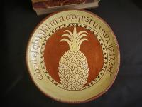 Redware 11 in Plate with Pineapple Sgraffito Motif
