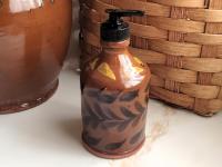 Redware Soap/Lotion Dispenser Bottle with Leaf Motif