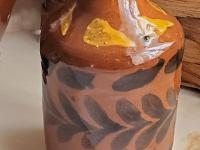 Redware Soap/Lotion Dispenser Bottle with Leaf Motif