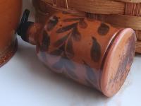 Redware Soap/Lotion Dispenser Bottle with Leaf Motif
