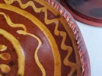 Redware 7 in. Plate with Slip Decoration