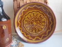 Redware 9 in. Plate with Slip Decoration
