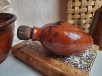 Redware Flask with Black Splotches