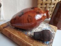 Redware Flask with Black Splotches