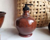 Redware Soap/Lotion Dispenser Bottle with Spangles (C)
