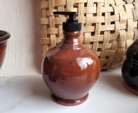 Redware Soap/Lotion Dispenser Bottle with Spangles (C)