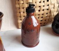 Redware Soap/Lotion Dispenser Bottle with Spangles (B)