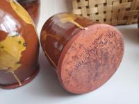 Elegant Redware Soap or Lotion Pump Dispenser Bottle, Handmade, Featuring Spangles and Splotches (b)