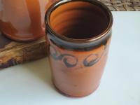 Handmade Redware Jar with Black Pattern, 5.50 in. Tall