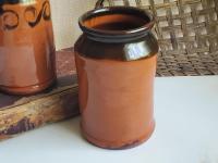 Handmade Redware Jar with Black Rim, 6 in. Tall