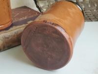 Handmade Redware Jar with Black Rim, 6 in. Tall