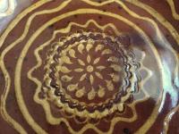 Unique Drape-Molded Redware 9 in. Plate with Golden Slip Design, Food Safe and Lead Free