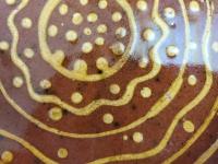 Unique Drape-Molded Redware 9 in. Plate with Golden Slip Design, Food Safe and Lead Free