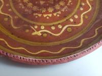 Redware Plate 11 in. with Aged Look, Speckled and Slipped Details by Pied Potter Hamelin