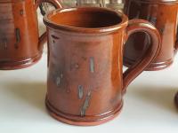 Handmade Redware Mugs (4) with Spangles by Pied Potter Hamelin