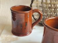 Handmade Redware Mugs (4) with Spangles by Pied Potter Hamelin