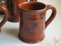 Handmade Redware Mugs (4) with Spangles by Pied Potter Hamelin