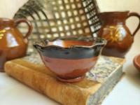 Redware Salt Cellar with Fluted Rim - Perfect Bowl for Salt, Nuts, and More!