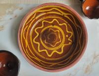Wheel-Thrown Redware Pie Plate, Food Safe Glaze, Antiqued, by Pied Potter Hamelin