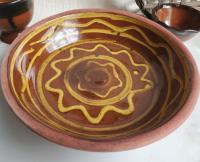 Wheel-Thrown Redware Pie Plate, Food Safe Glaze, Antiqued, by Pied Potter Hamelin