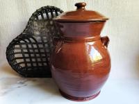 Redware Ovoid 8.75 in Jar with Antique Finish by Pied Potter Hamelin