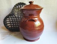 Redware Ovoid 8.75 in Jar with Antique Finish by Pied Potter Hamelin