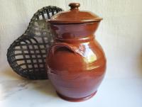 Redware Ovoid 8.75 in Jar with Antique Finish by Pied Potter Hamelin