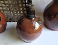 Unique Ovoid Bottle, Wheel-Thrown. Antiqued Stopper, Food Safe Glaze
