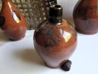 Unique Ovoid Bottle, Wheel-Thrown. Antiqued Stopper, Food Safe Glaze