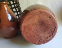 Redware Pitcher by Pied Potter Hamelin, Lead-Free Glaze Spangles, Signed Antiqued