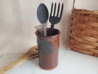 Redware Utensil Storage Jar with Spangles, Wheel Thrown Pottery