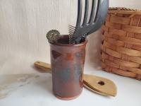 Redware Utensil Storage Jar with Spangles, Wheel Thrown Pottery
