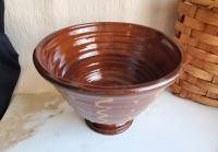 Handmade Redware Fruit Bowl with Unique Squiggles & Dots, Pied Potter Hamelin