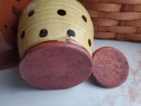 Ovoid Redware 8 inch Jar with Black Dots, Wheel Thrown Pottery