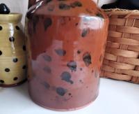 Redware Table Lamp with Black Dapples, Handmade by Pied Potter Hamelin