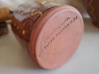 Redware Soap or Lotion Dispenser Bottle with Squiggles and Dots (b)