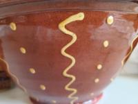 Large Redware 11 inch Bowl with Squiggles and Dots Pattern