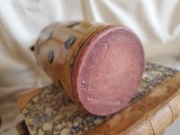 Redware Soap or Lotion Dispenser Bottle with Black Dots