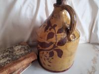 Redware Jug with Sgraffito Decoration, Wheel Thrown Pottery