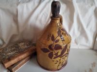 Redware Jug with Sgraffito Decoration, Wheel Thrown Pottery